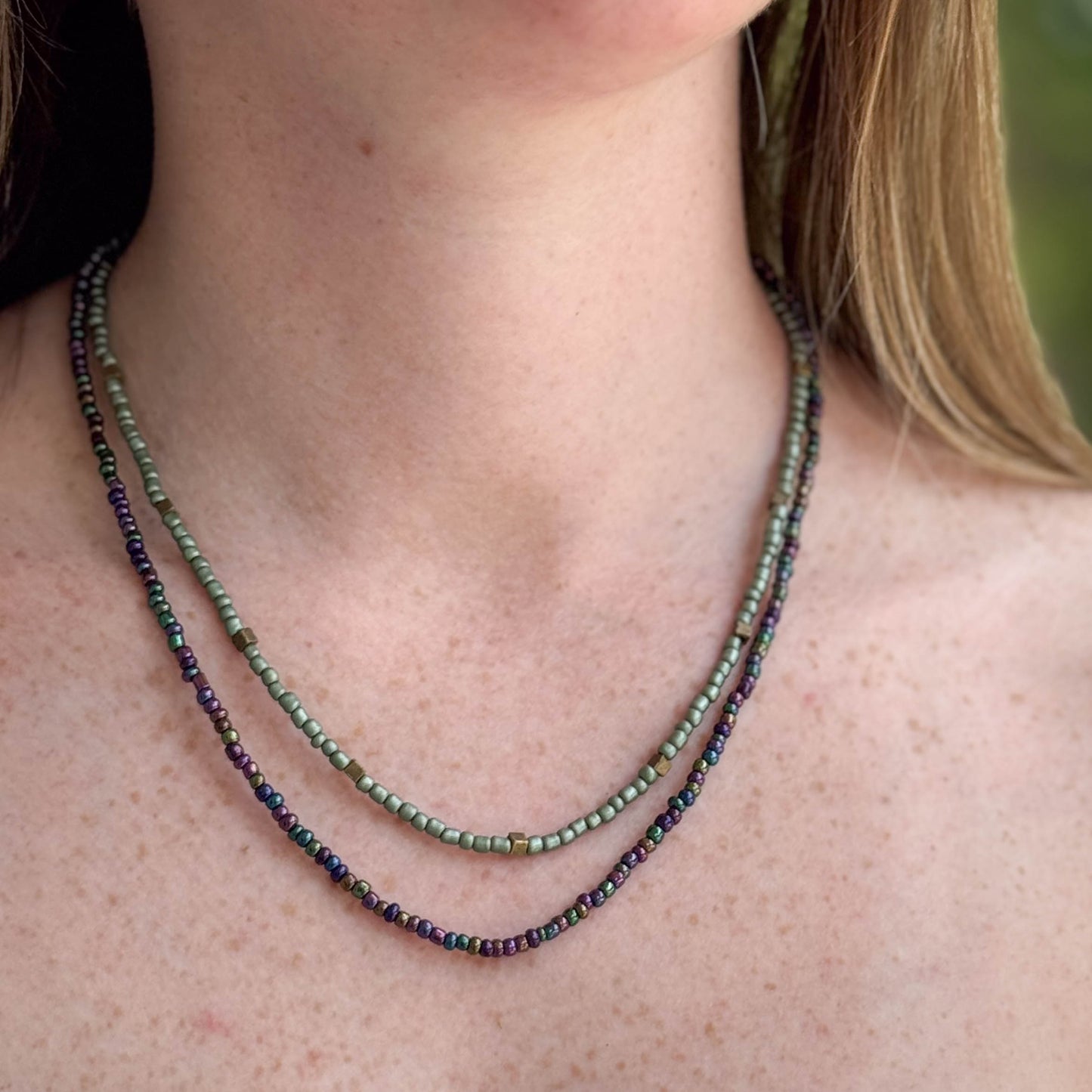 Green and Multi Colored Layered Necklace