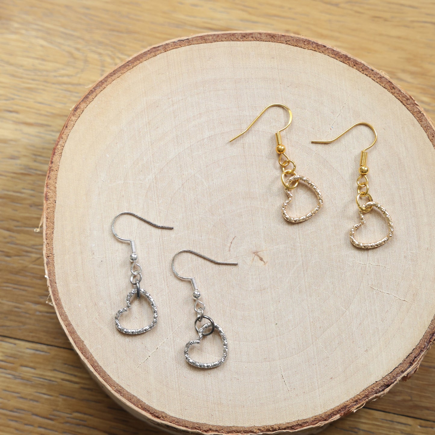 Gold & Silver Heart Earrings