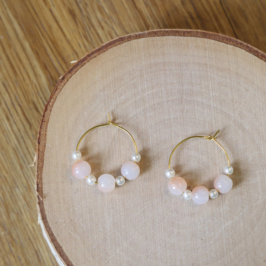 Gold Beaded Hoops