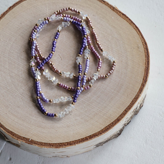 Set of Four Purple Crystal Bracelets