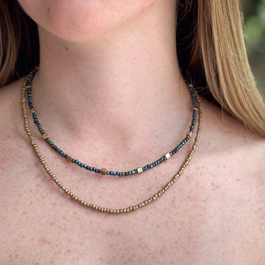Gold and Dark Multi Layered Necklace