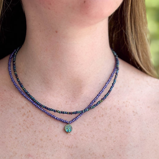 Blue/Purple Tree of Life Layered Necklace