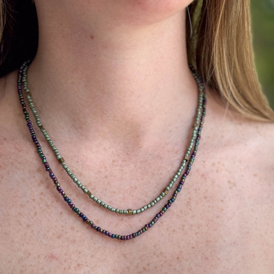 Green and Multi Colored Layered Necklace