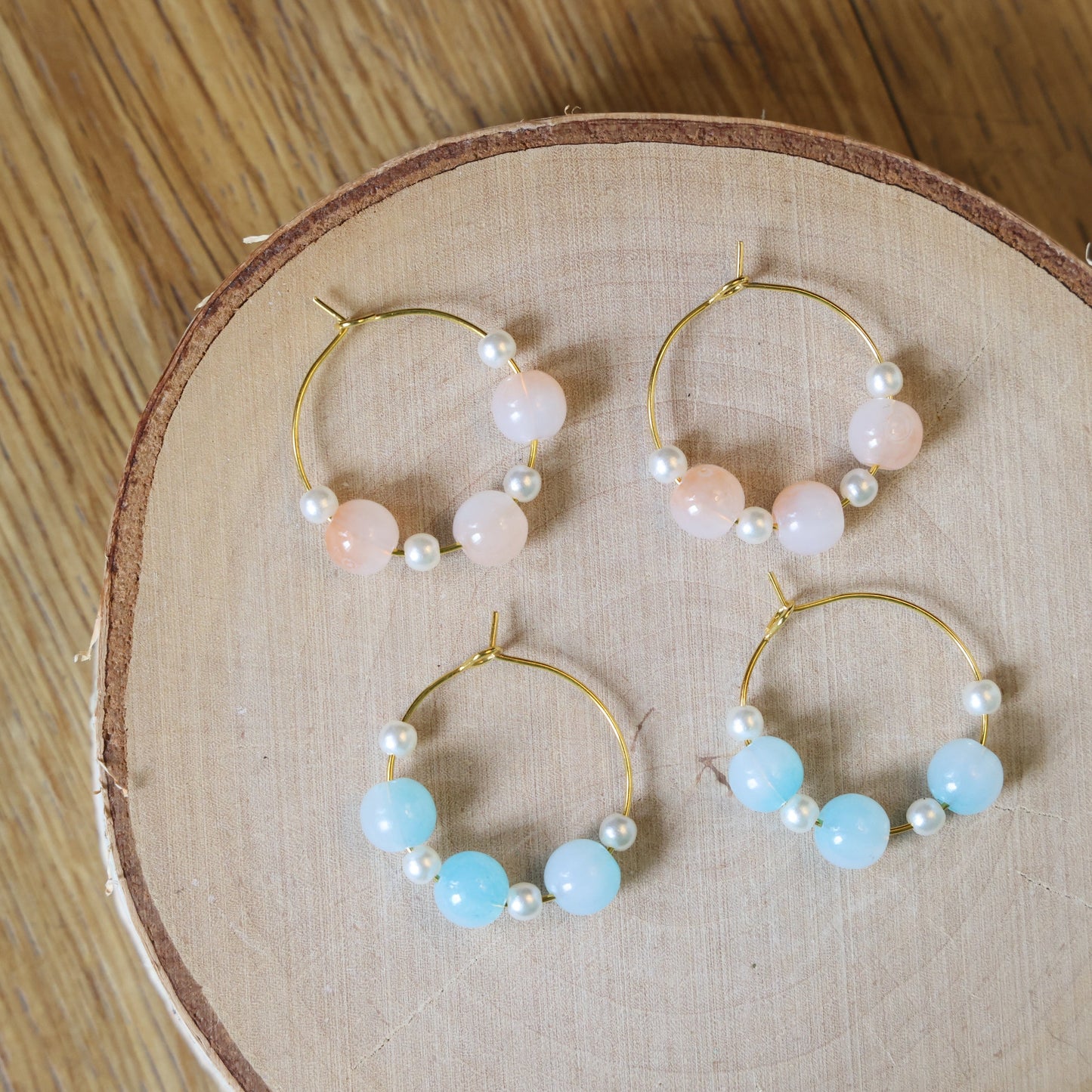 Gold Beaded Hoops