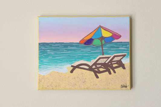 Umbrella Beach Painting