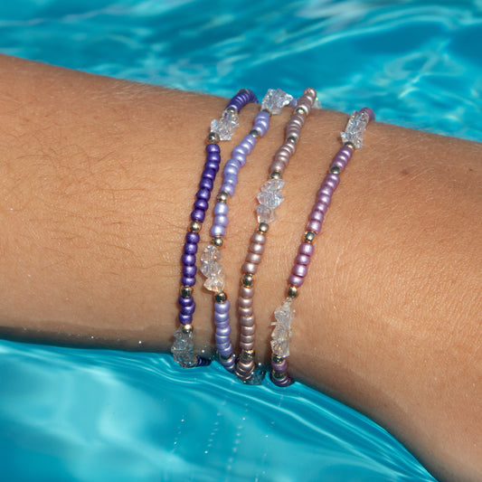 Set of Four Purple Crystal Bracelets